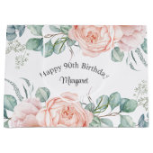 Soft Pastel Waterverf Bloemen 90ste Verjaardag Groot Cadeauzakje (Voorkant)