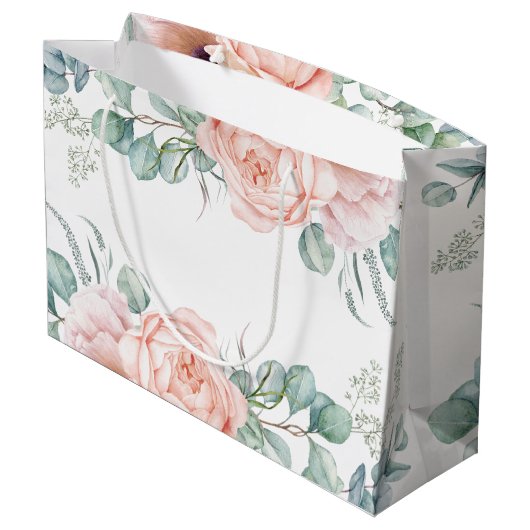 Soft Pastel Waterverf Bloemen 90ste Verjaardag Groot Cadeauzakje (Achterkant Gekanteld)