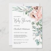 Soft Pastel Waterverf Bloemen Meisje Baby shower Kaart (Voorkant)