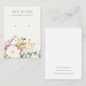 Soft Pastel Waterverf Floral 2 Oorbel Display Visitekaartje (Voorkant / Achterkant)
