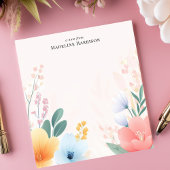 Soft Pastel Waterverf Floral Gepersonaliseerde naa Notitieblok
