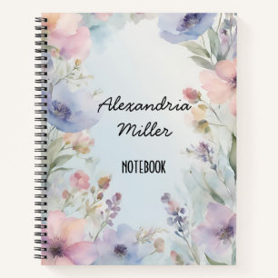 Soft Pastel Waterverf Floral Notitieboek