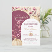 Soft Pastel Waterverf Pompoen herfst wilde bloemen Kaart (Staand voorkant)