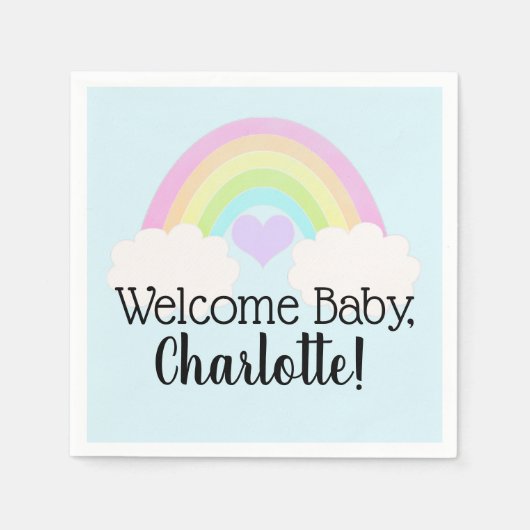 Soft Pastel Waterverf Rainbow Welkom Baby Napkin Servet (Voorkant)