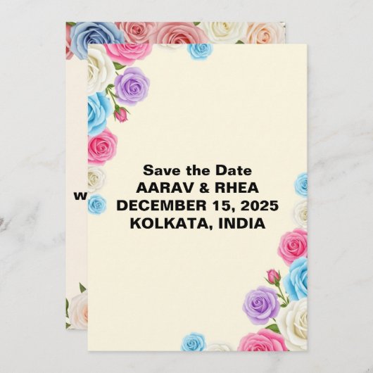 Soft Pastel Wedding Sla de datum op Save The Date (Voorkant / Achterkant)