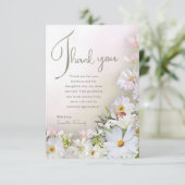 Soft Pastel White Floral Thank You Card Bedankkaart (Staand voorkant)