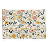 Soft Pastel Wildflower Botanische Patroon Sham Kussensloop (Achterkant-Rechts)