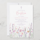 Soft Pastel Wildflower Butterfly Baptism Kaart (Voorkant)