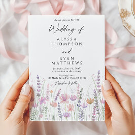 Soft Pastel Wildflower Floral Wedding Kaart