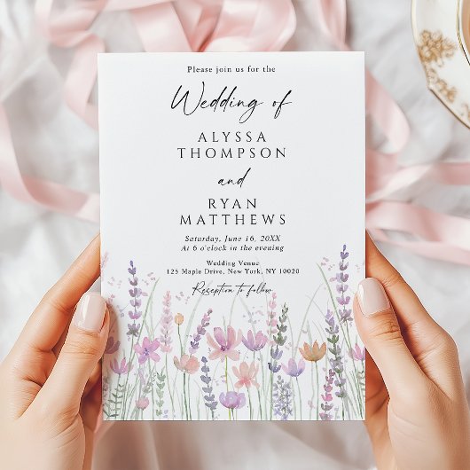 Soft Pastel Wildflower Floral Wedding Kaart