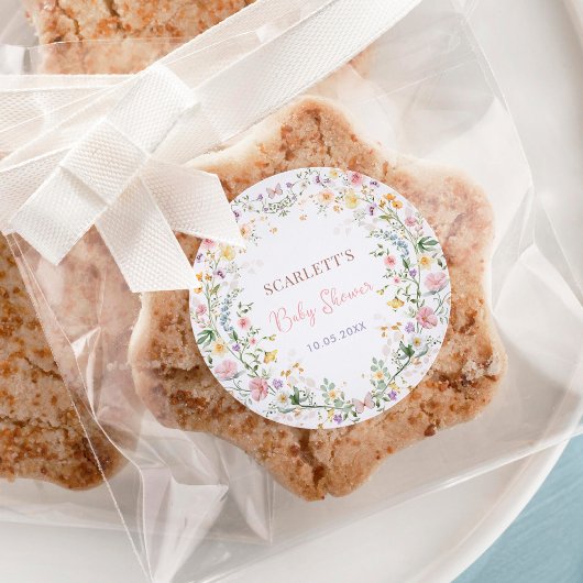 Soft Pastel Wildflower Garden Baby shower Favoriet Ronde Sticker