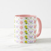Soft Pastel Wildflower Pattern Two-Tone mug Mok (Voorkant rechts)