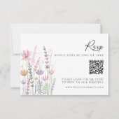 Soft Pastel Wildflower QR Code Wedding RSVP Card Kaartje (Voorkant)