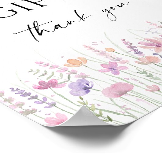 Soft Pastel Wildflower Wedding Cards & Gifts Sign Poster (Hoek)