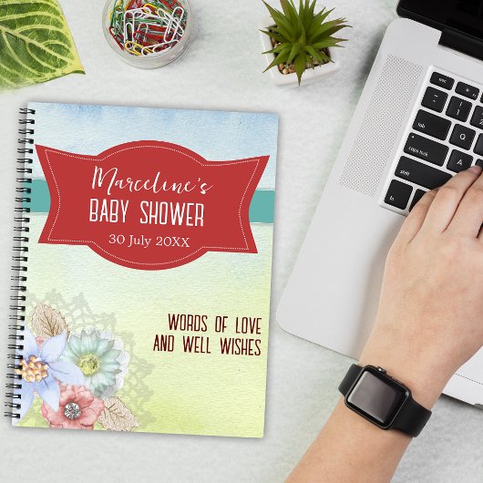 Soft Pastels Waterverf Bloemig Baby shower Notitieboek