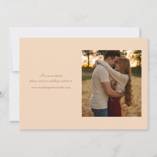 Soft Peach 2 foto Elegant script bruiloft Save The Date (Achterkant)
