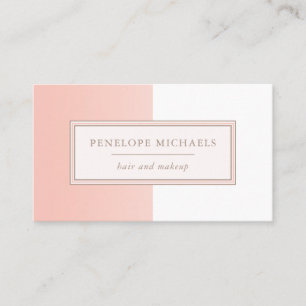 Soft Peach Blush en wit kleurenblok Visitekaartje