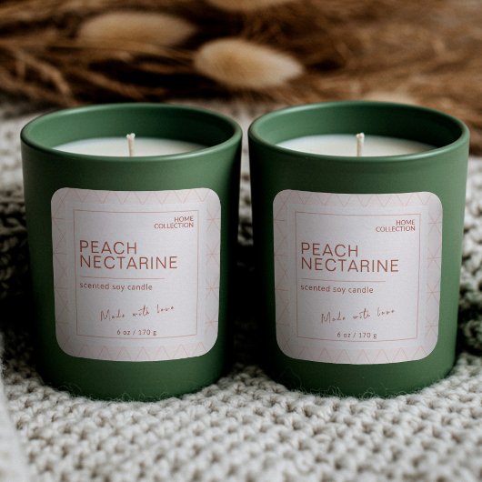 Soft Peach Boho Melkachtige Kraft Kaars Etiketten