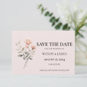 Soft Peach bruiloft uitnodiging Bewaar de datum Ka (Staand voorkant)