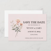 Soft Peach bruiloft uitnodiging Bewaar de datum Ka (Voorkant / Achterkant)
