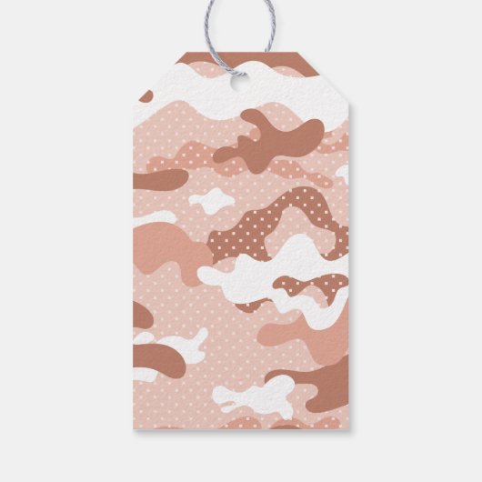 Soft Peach Camouflage Dots Pattern Cadeaulabel (Achterkant)