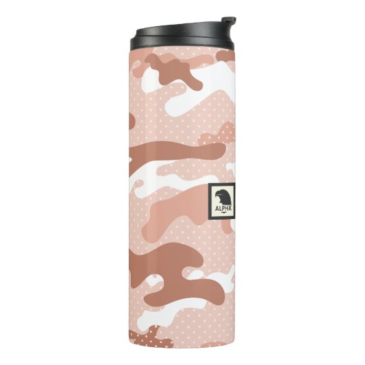 Soft Peach Camouflage Pattern Thermosbeker (Gedraaid links)
