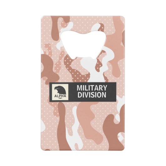 Soft Peach Camouflage Polka Dot Pattern Creditkaart Flessenopener (Voorkant)