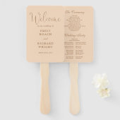 Soft Peach Elegant Script Wedding Program Handwaaier (Voorkant en achterkant)