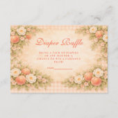 Soft Peach Floral Diapper Raffle Informatiekaartje (Voorkant)