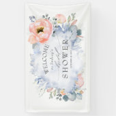 Soft Peach Floral Dusty Blue Vrijgezellenfeest Spandoek (Verticaal)