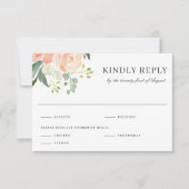 Soft  Peach Floral Watercolor Wedding Reply RSVP Kaartje (Voorkant)