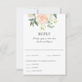 Soft Peach Floral Watercolor Wedding Reply RSVP Kaartje (Voorkant)