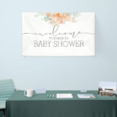 Soft Peach Flower Baby shower Welkom Spandoek (Beurs)