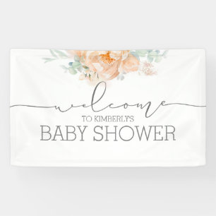 Soft Peach Flower Baby shower Welkom Spandoek
