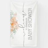Soft Peach Flower Baby shower Welkom Spandoek (Verticaal)