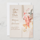 Soft Peach Flowers Elegant Wedding Invitation Kaart (Voorkant)