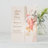 Soft Peach Flowers Elegant Wedding Invitation Kaart (Staand voorkant)