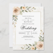 Soft Peach Foliage Accent Wedding Kaart (Voorkant)
