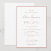 Soft Peach Framed Wedding Invitation Kaart (Voorkant / Achterkant)
