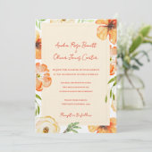 Soft Peach Garden Meadow Floral Wedding Invitation Kaart (Staand voorkant)