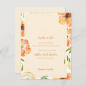 Soft Peach Garden Meadow Florals Wedding Uitnodiging Briefkaart (Voorkant / Achterkant)