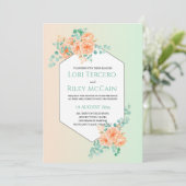 Soft Peach Green Waterverf Eucalyptus Wedding Kaart (Staand voorkant)
