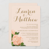 Soft Peach Hydrangea Wedding Invitation Kaart (Voorkant / Achterkant)