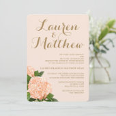 Soft Peach Hydrangea Wedding Invitation Kaart (Staand voorkant)