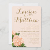 Soft Peach Hydrangea Wedding Invitation Kaart (Voorkant)
