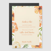 Soft Peach Meadow Floral Wedding Magnetische Uitnodiging (Voorkant / Achterkant)