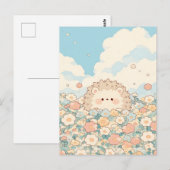 Soft Peach Meadow Kawaii Hedgehog Briefkaart (Voorkant / Achterkant)