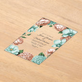 Soft Peach & Mint Modern Botanical Wedding Acryl Uitnodigingen (Laagn)