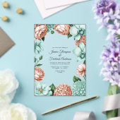 Soft Peach & Mint Modern Botanical Wedding Acryl Uitnodigingen (Insitu (Huwelijk))