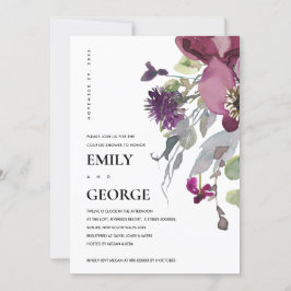 SOFT PEACH PAARSE LILA FLORAL COUPLE SHOWER KAART
